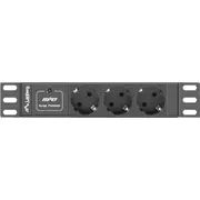 Lanberg strāvas sloksne Pdu-03F-0200-Bk Listwa Pdu 1U 3X 230V Schuko 2M