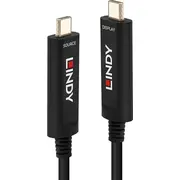 Lindy kabelis optiskās šķiedras hibrīds Usb-C melns Kabel Usb Cable Fibre Optic Hybrid 15M Black