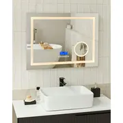 Beliani spogulis Thaix Led vannas istabas 80 cm 60 Sudrabs Lustro Srebrny