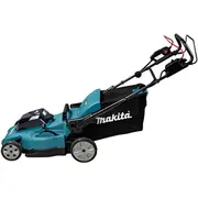 Makita bezvada zāliena pļāvējs Dlm481Z. 36 Volt Zils/Melns. bez akumulatora un lādēja. ar riteņu piedziņu Kosiarka akumulatorowa cordless lawnmower 36Volt 2X18Volt blue/black. without battery and charger. with wheel drive
