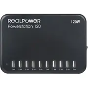 Realpower Power Station 120 lādētājs viedtālrunis. planšetdatora melns maiņstrāvas iekšējais Smartfon. Tablet Czarny przemienny