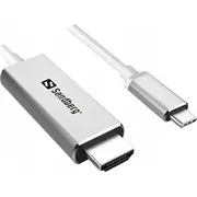 Sandberg Usb-C  Hdmi kabelis sudraba krāsa 136-21 Kabel Usb Usb-C Srebrny