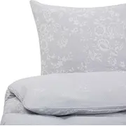 Shumee kokvilnas gultas veļas komplekts ar ziediem 200 x 220 cm pelēks Rīta Side Komplet kwiaty szary Morningside