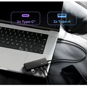 Usb centrmezgls Icy Box Ib-Hub1436-Cpd 4 portu 3.2 Gen 2. Melns Hub 4-Port hub black