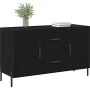 vidaXL Buffet Black Oak Wood Vidēji Stilīgs Bufete Taisnstūrveida Bufet Czarny Drewno Stylowy bufet