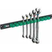 Wera 9631 magnētiskā sloksne 6000 Joker 2. 5 gab. uzgriežņu atslēga Kombinēta sprūdrata ar turēšanas funkciju Magnetic strip pieces. wrench combination ratchet with holding function