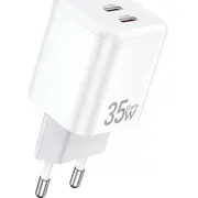 Awei lādētājs tīklu. Pd65-Eu 35W 2X Usb-C melns/melns Gan Siec. czarna/black