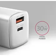 Axagon Acu-Pq30W lādētājs Sienas Pd Qc 30W. Qc3.0.4.0/Afc/Fcp/Pps/Apple White Sieciowa