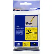 Brother uzlīmju veidotāja lente ar melnu apdruku/dzeltenu pamatni. laminēta x Tzefx651 Do drukarek etykiet czarny druk laminowane 24Mm 8M