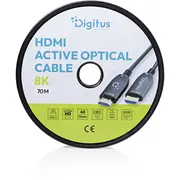 Digitus Hdmi Aoc hibrīda optiskās šķiedras kabelis. Uhd 8K. 70 m Hybrydowy kabel Aoc.