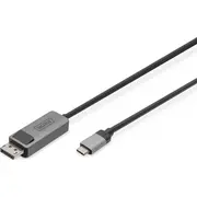 Digitus Usb-C  Displayport Usb kabelis melns Db-300334-010-S Kabel Usb-C Czarny