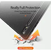 Dux Ducis planšetdatora maciņš Domo salokāms ar irbuļa turētāju priekš Samsung Galaxy Tab S9 Plus melns Etui na tablet miejscem rysik do czarne