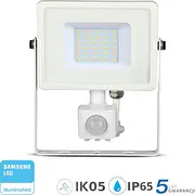 Naświetlacz V-Tac Projektor Led 30W 2400Lm 6400K Dioda Samsung z czujnikiem ruchu Pir Biały Ip65 459