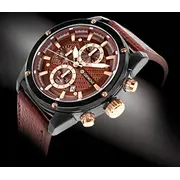 Giewont Pulkstenis Vīriešu pulkstenis Chronograph Sapphire Black Brown Gw8810-A3 Zegarek Czarno