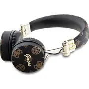 Guess Bluetooth Enc Gubh70Eposmk uzliekamās austiņas melnas/melnas Peony Script Round Shape On-Ear headphones black/black