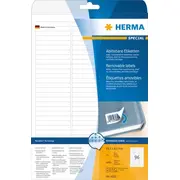 Herma Peel-Off etiķetes 4202 Kustamās lietas. A4. 63.5 x 8.5 mm. balts. matēts papīrs. 2400 gab. noapaļoti stūri Etykiety odklejalne Movables. papier matowy. szt.