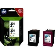Hp Hewlett-Packard tintes komplekts 301 301. Hp301Hp301N9J72Ae. ietver melnu un krāsainu. Ch561EeCh562Ee. aizstāts Cr340Ee. J3M81Ae Tusz zestaw zawiera czarny kolor.