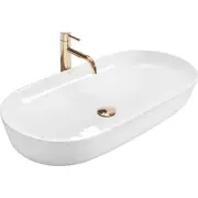 Izlietne Rea Countertop keramikas izlietne Cleo White 40X80 cm Umywalka Nablatowa Ceramiczna