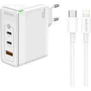 Jellico Charger Gan 100W Sienas lādētājs 1X Qc3.0 Usb 2X Pd Usb-C C118 Lightning Cable balts Sieciowa Kabel