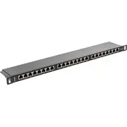 Lanberg Patch panelis 0.5U 19 24X Rj-45 Black Pps6-0024-B Panel Kat.6 Czarny