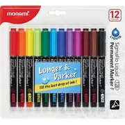 Munii pastāvīgais marķieris Sigmaflo F 128 12 krāsu komplekts Moni Monami Marker Permanentny Zestaw