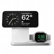 Nomad Stand One Max bezvadu lādētājs. 25 W trim ierīcēm. saderīgs ar Magsafe. 4. paaudze Sudrabs Bezprzewodowa Qi2. 25W do trzech kompatybilna gen. silver