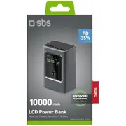 Powerbank Sbs Pd 35W ar Lcd displeju pelēks 10000Mah szary