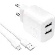 Puro Prolite 10W Usb-A tīkla lādētājs Cable-Usb-C Sieciowa kabel Usb-C 1.2M