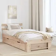 Gultas rāmis ar atvilktni Brūns 100 x 200 cm Priedes masīvkoks Lumarko Ramka Lite drewno sosnowe