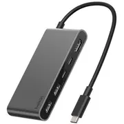 Savienojiet 5 Usb-C centrmezglu Ar/Duālām Portstiem Suraba. Connect 5-In-1 Hub With/Dual Ports Silver