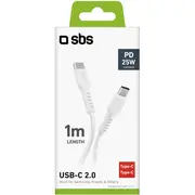 Usb Sbs Mobile Usb-C-Usb-C 1 M baltais kabelis 8018417457647 Kabel Usb-C