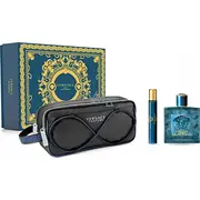 Set Versace Eros Pour Homme Edp aerosols 100Ml 10Ml kosmētikas somiņa Spray kosmetyczka