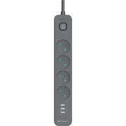 Tracer Power Line strāvas sloksne 1.5 m 4 ligzdas Usb-A grafīts Listwa gniazd grafitowy