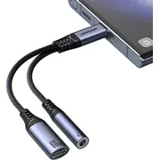 Usb Joyroom Sy-C02 Usb-C-Usb-C ligzda 3.5 mm melns 695611673861 Adapter Usb-C Jack 3.5Mm Czarny