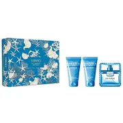 Versace Eau Fraiche Pour Homme tualetes ūdens komplekts 50 ml dušas želeja balzams pēc skūšanās Zestaw woda toaletowa spray 50Ml pod prysznic balsam po goleniu