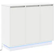 vidaXL Balts Led bufete 90X32X75 cm Engineered Wood Sideboard Led. cm. drewna