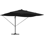 vidaXL konsoles Roma lietussargs ar gaismas diodēm melns 352X251X265 cm alumīnijs Parasol Cantilever Ledami Czarny Aluminium