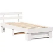 vidaXL gultas rāmis ar galvgali balts 100 x 200 cm priedes masīvkoks Ramka Lite drewno sosnowe