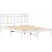 vidaXL gultas rāmis ar galvgali Balts 140 x 190 cm priedes koks Ramka Drewno Sosnowe