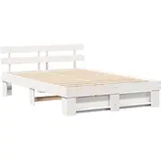 vidaXL gultas rāmis ar galvgali balts 140 x 200 cm priedes masīvkoks Ramka Lite drewno sosnowe