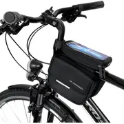 Wozinsky velosipēda rāmja soma kaste ūdensizturīgs telefona maciņš 1.5L melns Wbb26Bk Torba rowerowa na sakwa rower wodoodporne etui telefon czarny