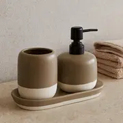 Ziepju dozators un otas kauss uz The Pastels keramikas statīva Dozownik do kubek na szczoteczki ceramicznej podstawce