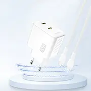 2Xusb-C Gan Pd 45W tīkla lādētājs balts Sieciowa