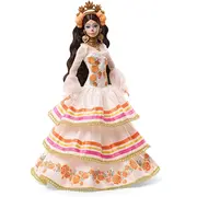 Bārbija Mattela paraksts dar leļļu Dia de Muertos 2025 kolekcionāra lelle krēmīgā kleitā Jbj05 Lalka Barbie Mattel Signature kolekcjonerska kremowej zdobnej sukni