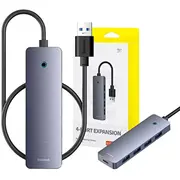 Baseus Usb centrmezgls Ultrajoy Lite 50 cm Usb-A līdz 4X 3.0 Usb-C 5 V Pelēks Hub 4W1 50Cm do 5V szary
