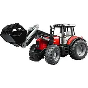 Bruder Tractor Massey Ferguson 7480 ar frontālo iekrāvēju. zāģmateriālu piekabi 02046 Traktor do drzewa