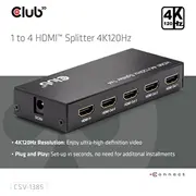 Club 3D Club3D Hdmi sadalītājs 1 Eingang - 4 Ausgänge 4K120Hz Uhd mazumtirdzniecība Splitter retail