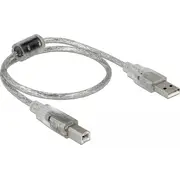 Delock Usb kabelis Usb-A  caurspīdīgs 82057 Kabel Usb-A Usb-B Przezroczysty