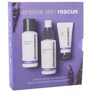 Dermalogica Sensitive Skin Rescue Kit Set Ultracalming. tīrīšanas želeja. sejai. 50 ml nomierinošs. miglas losjons. glicerīns. mitrinošs. diena un nakts. 15 Unisex Cleansing Gel. For Face. Calming. Mist Lotion. Glycerin. Hydrating. DayNight.