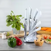 Edenberg nažu komplekts Eb906 inox/balts statīvs Zestaw 8-El. inox/white stojak